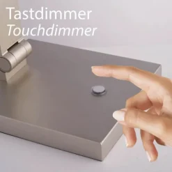 LED Tischleuchte SAMSKY, silber, dimmbar, höhenverstellbar, Memoryfunktion