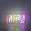 LED Tischleuchte Schriftzug Happy mehrfarbig USB Schalter dekorativ