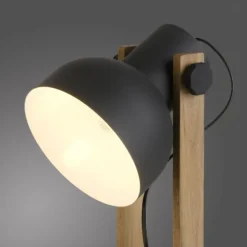 LED Tischleuchte schwarz Akazienholz höhenverstellbar Industrial