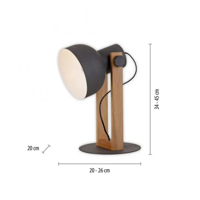 LED Tischleuchte schwarz Akazienholz höhenverstellbar Industrial