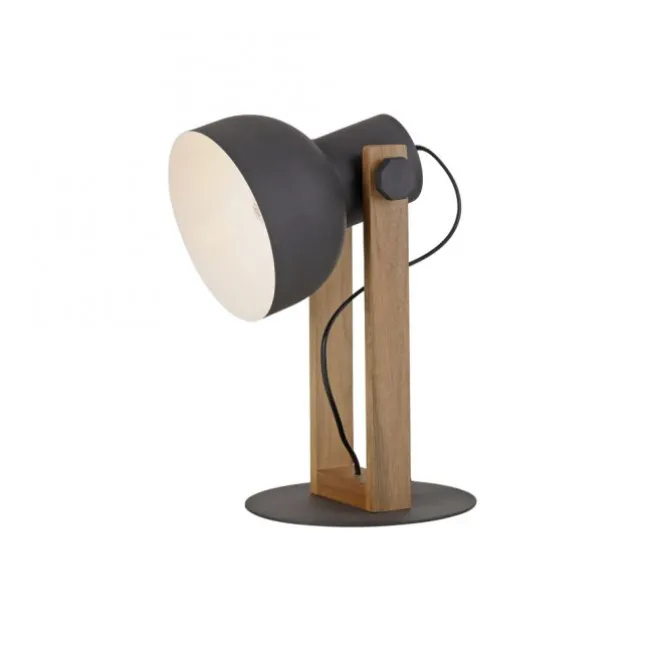 LED Tischleuchte schwarz Akazienholz höhenverstellbar Industrial
