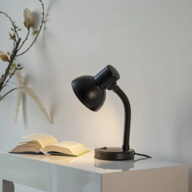 LED Tischleuchte schwarz Beistellampe Schalter Schreibtisch Nachttisch