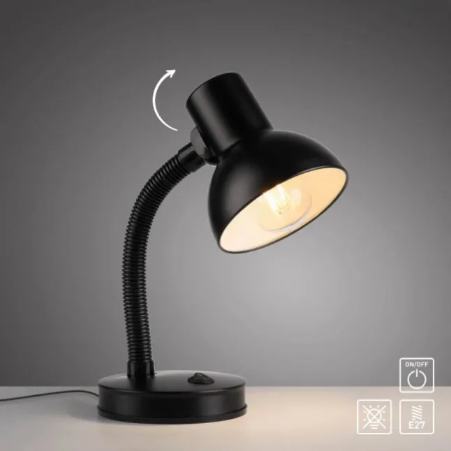 LED Tischleuchte schwarz Beistellampe Schalter Schreibtisch Nachttisch