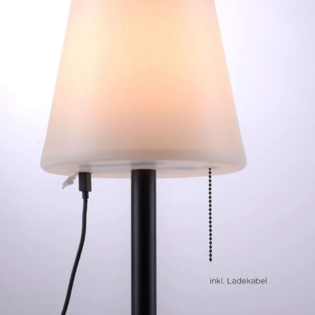 LED Tischleuchte, schwarz, dimmbar, modern, inkl. Zugschalter, kabellos