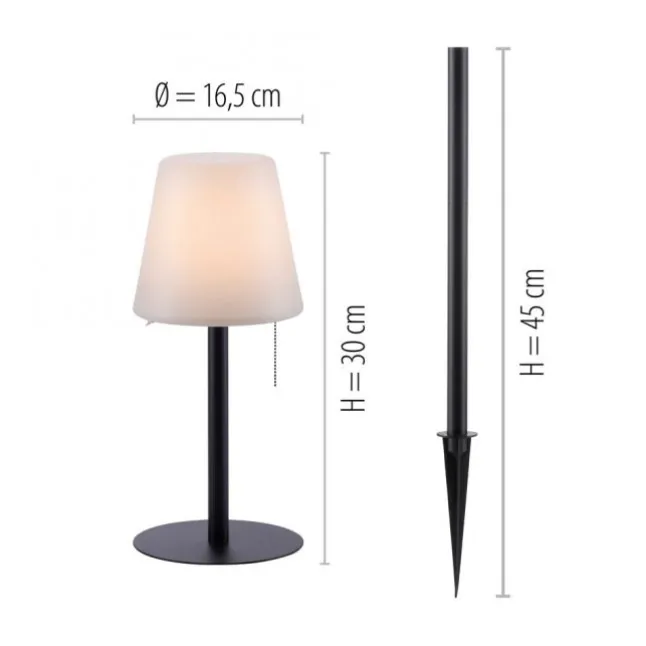 LED Tischleuchte, schwarz, dimmbar, modern, inkl. Zugschalter, kabellos