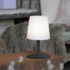 LED Tischleuchte, schwarz, dimmbar, modern, inkl. Zugschalter, kabellos