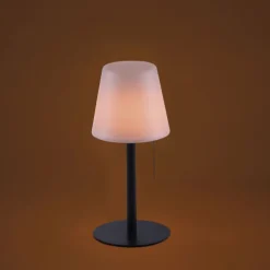 LED Tischleuchte, schwarz, dimmbar, modern, inkl. Zugschalter, kabellos