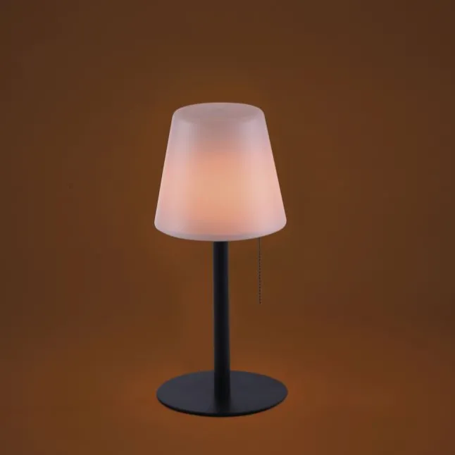 LED Tischleuchte, schwarz, dimmbar, modern, inkl. Zugschalter, kabellos