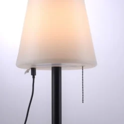 LED Tischleuchte, schwarz, dimmbar, modern, inkl. Zugschalter, kabellos