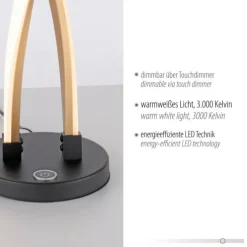 LED Tischleuchte schwarz gold Touchdimmer gebogen Innenleuchte