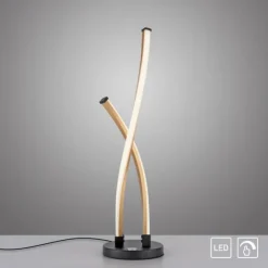 LED Tischleuchte schwarz gold Touchdimmer gebogen Innenleuchte
