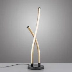 LED Tischleuchte schwarz gold Touchdimmer gebogen Innenleuchte