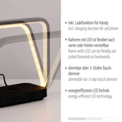 LED Tischleuchte schwarz Handy Ladefunktion Touchschalter dimmbar