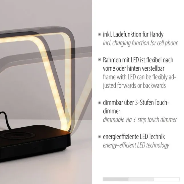 LED Tischleuchte schwarz Handy Ladefunktion Touchschalter dimmbar