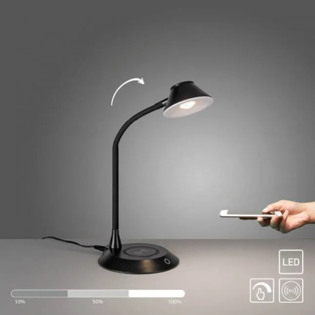 LED Tischleuchte schwarz Handy Ladefunktion Touchdimmer verstellbar