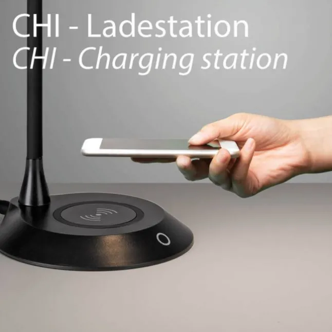 LED Tischleuchte schwarz Handy Ladefunktion Touchdimmer verstellbar