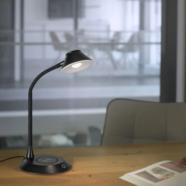 LED Tischleuchte schwarz Handy Ladefunktion Touchdimmer verstellbar
