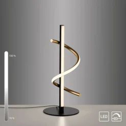 LED Tischleuchte schwarz messing dimmbar per Schnurdimmer geschwungen