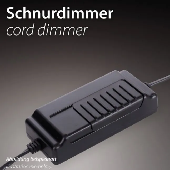 LED Tischleuchte schwarz messing dimmbar per Schnurdimmer geschwungen