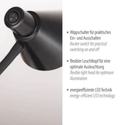 LED Tischleuchte schwarz mit Schalter flexible Schreibtischleuchte