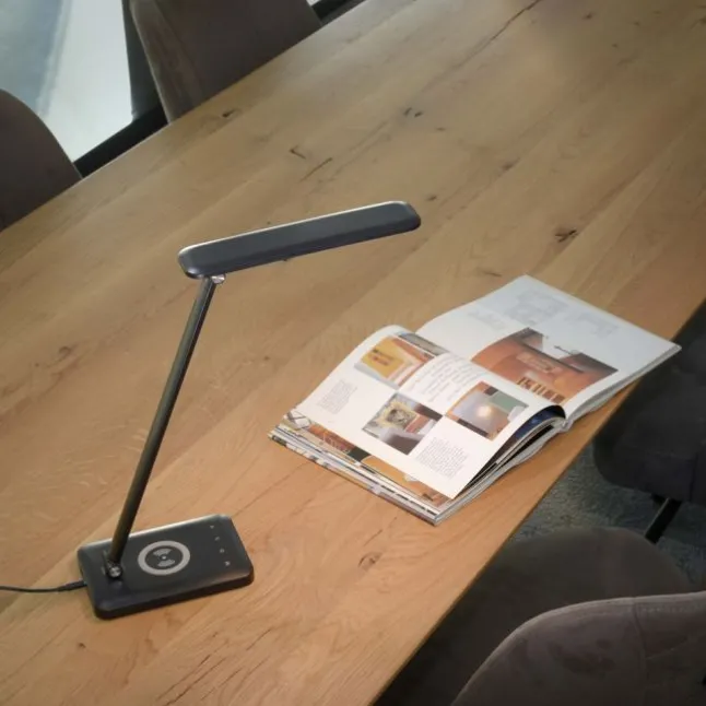 LED Tischleuchte, schwarz, QI-Ladefunktion, Touchdimmer, CCT
