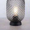 LED Tischleuchte schwarz Rauchglas Schnurschalter rund