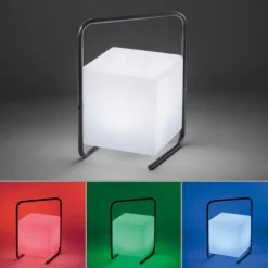 LED-Tischleuchte, schwarz, RGB, Akkuleuchte, IP44, inkl. USB-Kabel, Fernbedienung
