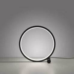 LED Tischleuchte schwarz ring minimalistisch Schnurschalter Beistellampe