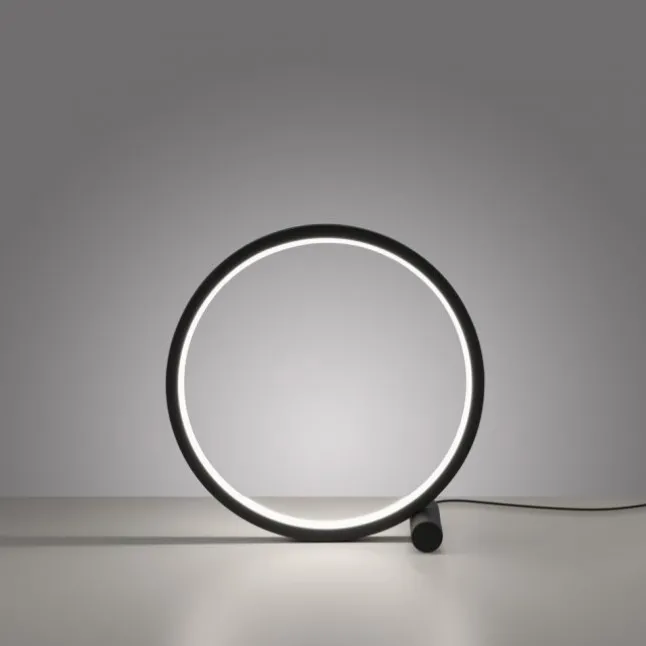 LED Tischleuchte schwarz ring minimalistisch Schnurschalter Beistellampe