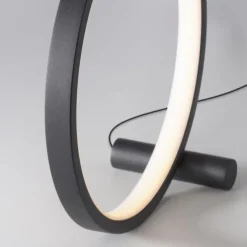 LED Tischleuchte schwarz ring minimalistisch Schnurschalter Beistellampe