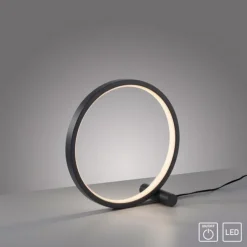 LED Tischleuchte schwarz ring minimalistisch Schnurschalter Beistellampe