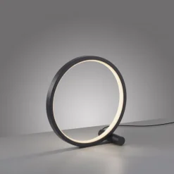 LED Tischleuchte schwarz ring minimalistisch Schnurschalter Beistellampe