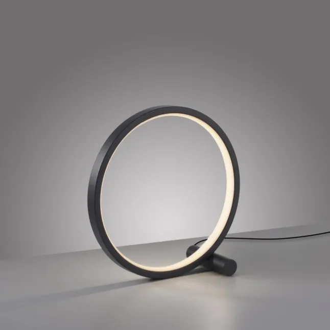LED Tischleuchte schwarz ring minimalistisch Schnurschalter Beistellampe