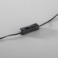 LED Tischleuchte schwarz ring minimalistisch Schnurschalter Beistellampe