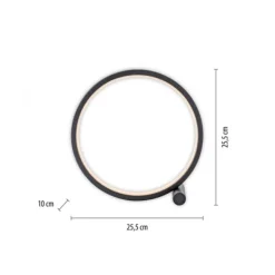 LED Tischleuchte schwarz ring minimalistisch Schnurschalter Beistellampe