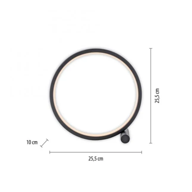 LED Tischleuchte schwarz ring minimalistisch Schnurschalter Beistellampe