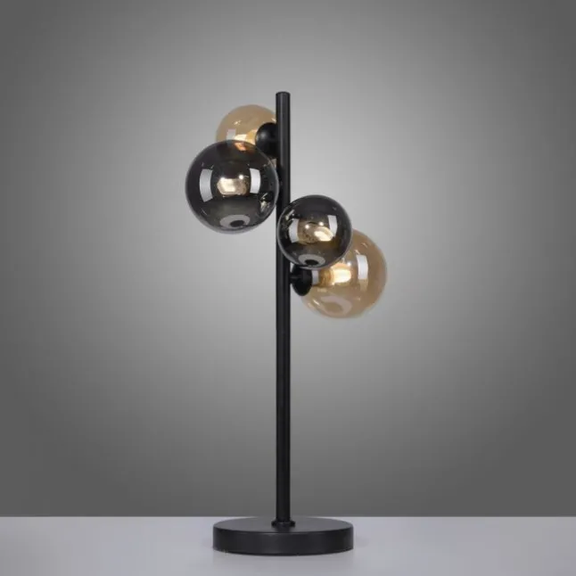 LED Tischleuchte schwarz rund Schnurschalter warmweiß Innenleuchte