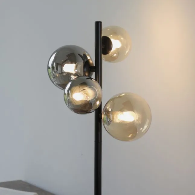 LED Tischleuchte schwarz rund Schnurschalter warmweiß Innenleuchte