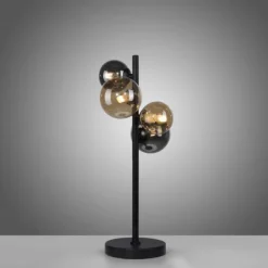 LED Tischleuchte schwarz rund Schnurschalter warmweiß Innenleuchte