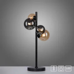 LED Tischleuchte schwarz rund Schnurschalter warmweiß Innenleuchte