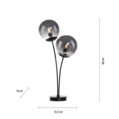 LED Tischleuchte, schwarz, schlicht, Schnurschalter, 2 flammige Tischlampe