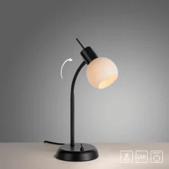 LED Tischleuchte schwarz Schalter flexibel verstellbar Beistelllampe