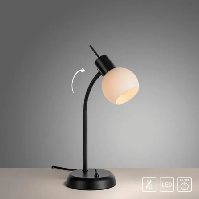 LED Tischleuchte schwarz Schalter flexibel verstellbar Beistelllampe