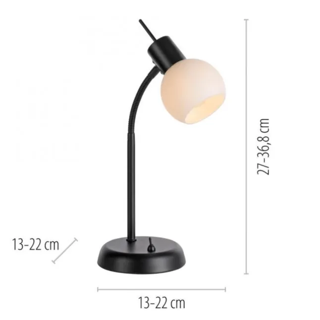 LED Tischleuchte schwarz Schalter flexibel verstellbar Beistelllampe