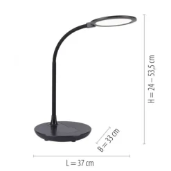 LED-Tischleuchte, schwarz, stufenlos Dimmbar, CCT, inkl. Ladestation für Smartphone
