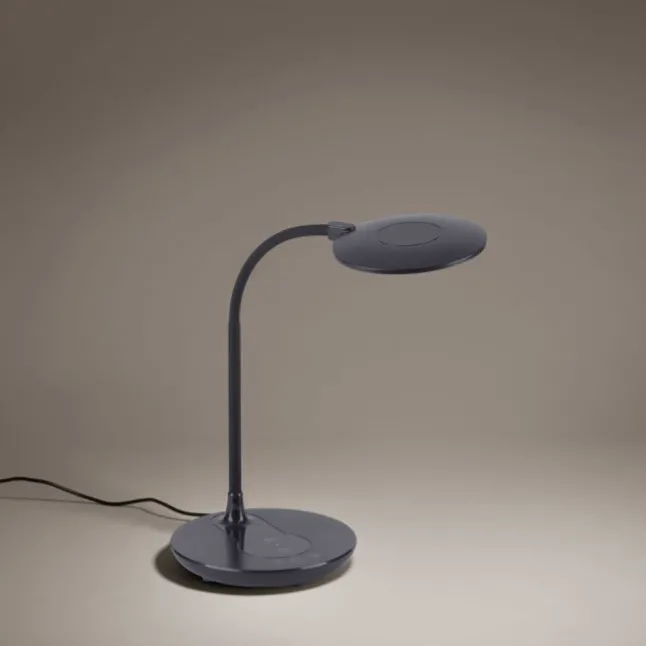 LED-Tischleuchte, schwarz, stufenlos Dimmbar, CCT, inkl. Ladestation für Smartphone