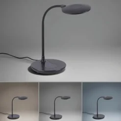 LED-Tischleuchte, schwarz, stufenlos Dimmbar, CCT, inkl. Ladestation für Smartphone