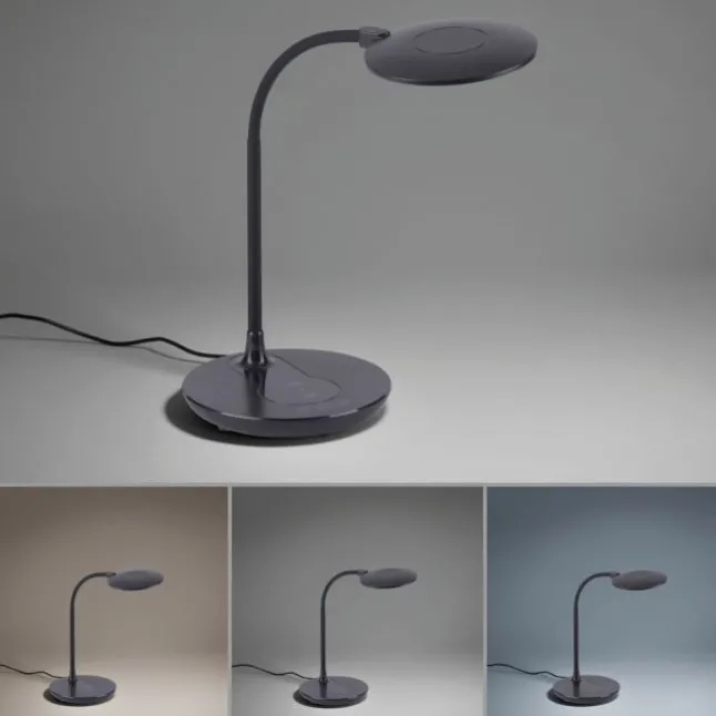 LED-Tischleuchte, schwarz, stufenlos Dimmbar, CCT, inkl. Ladestation für Smartphone