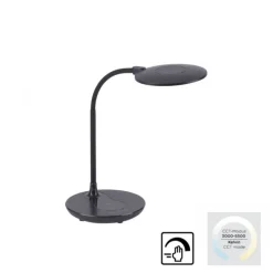 LED-Tischleuchte, schwarz, stufenlos Dimmbar, CCT, inkl. Ladestation für Smartphone