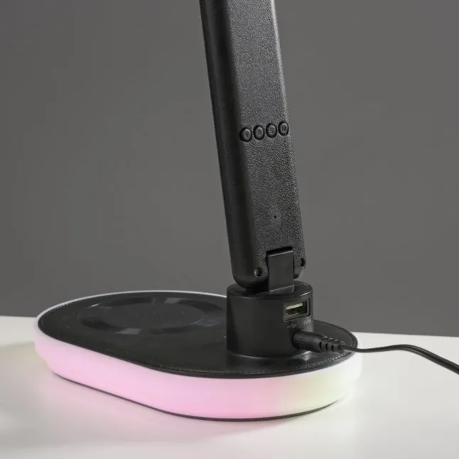 LED Tischleuchte schwarz Touchdimmer Ladefunktion Handy USB kabellos